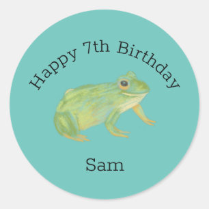 Sticker Rond Illustration d'anniversaire d'une jolie grenouille