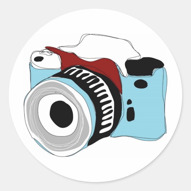 Sticker Rond Illustration d'appareil photo numérique risquée (Devant)