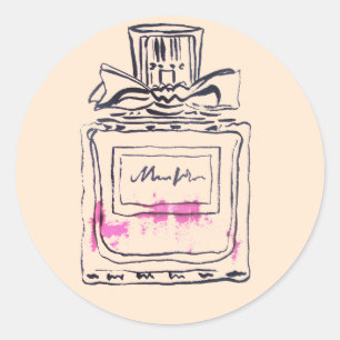 Sticker Rond Illustration d'aquarelle de mode de bouteille de p