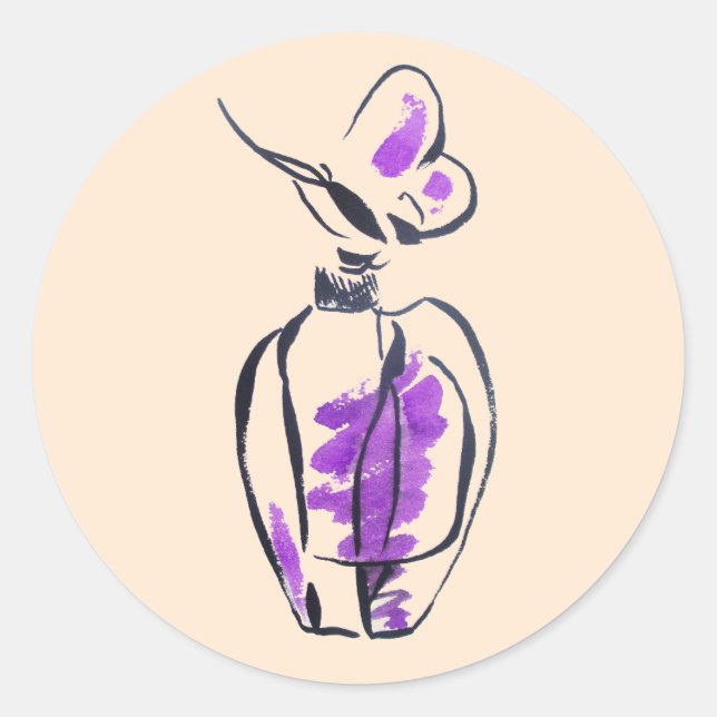 Sticker Rond Illustration d'aquarelle de mode de bouteille de p (Devant)