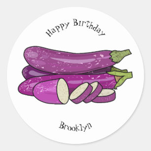 Sticker Rond Illustration d'aubergine