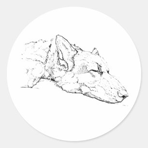Sticker Rond Illustration d'autocollant, Portrait de Berger All