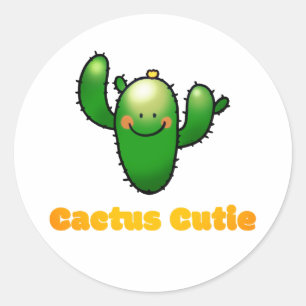 Sticker Rond Illustration de cactus souriant mignon