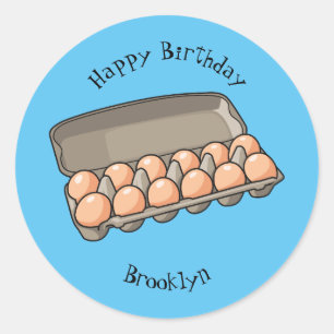 Sticker Rond Illustration de carton d'oeufs