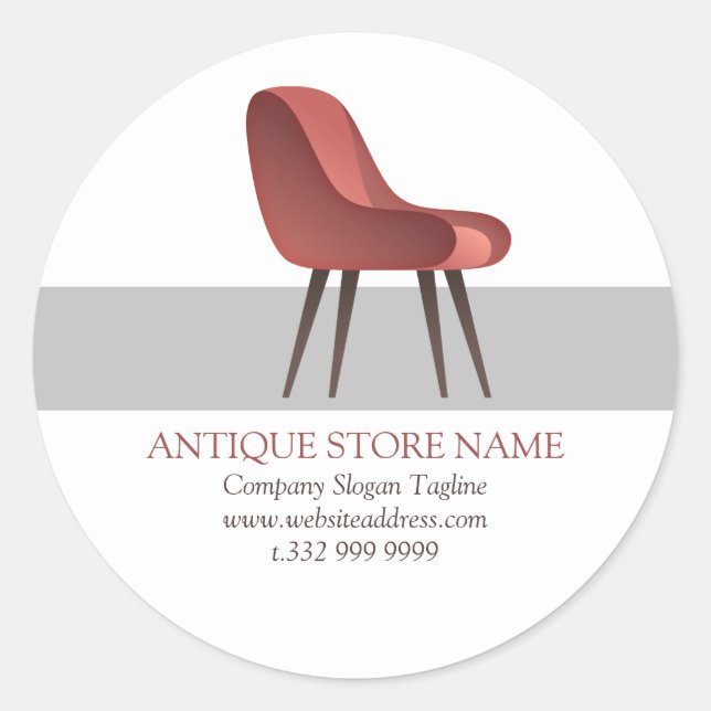 Sticker Rond Illustration de chaise de style rétro (Devant)
