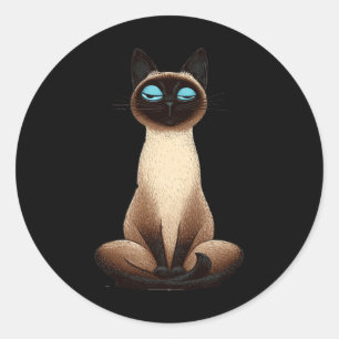 Sticker Rond Illustration de chat de yoga mignon _1