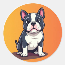 Sticker Rond Illustration de chien de dessin mignon