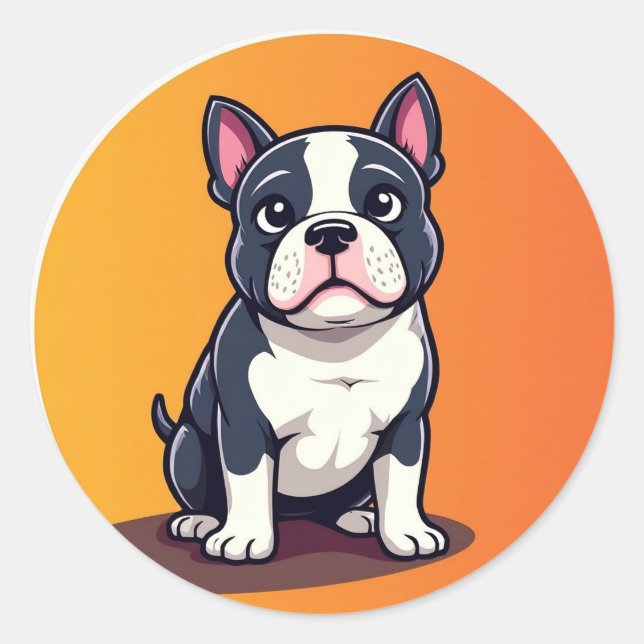 Sticker Rond Illustration de chien de dessin mignon (Devant)