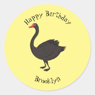Sticker Rond Illustration de cygne noir