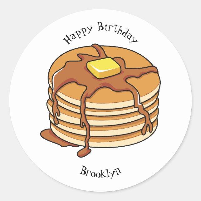 Sticker Rond Illustration de dessin animé de Pancake (Devant)