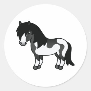 Sticker Rond Illustration de dessin animé de poney Shetland Pin