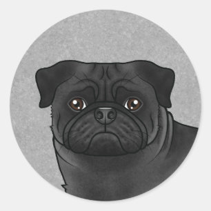 Sticker Rond Illustration de dessin animé de visage de chien Ca