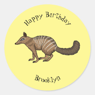 Sticker Rond Illustration de dessin animé joyeux numbat