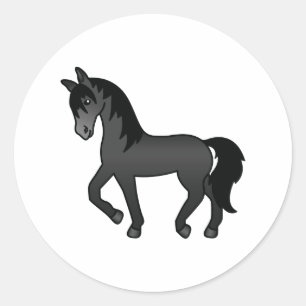 Sticker Rond Illustration de dessin animé mignon de cheval trot