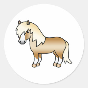 Sticker Rond Illustration de dessin animé mignon de poney Shetl