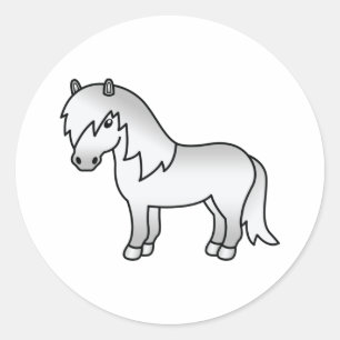 Sticker Rond Illustration de dessin animé mignon de poney Shetl