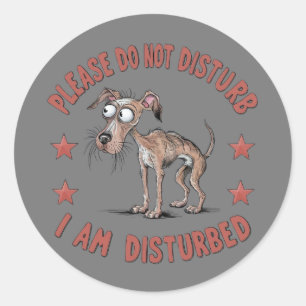 Sticker Rond Illustration de dessin représentant un chien débra
