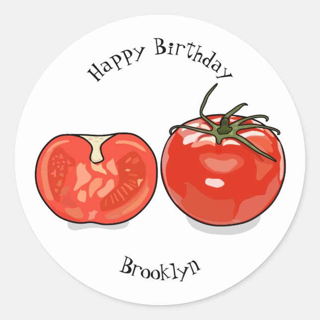 Sticker Rond Illustration de dessin sur la tomate (Devant)