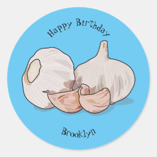 Sticker Rond Illustration de dessin sur l'ail