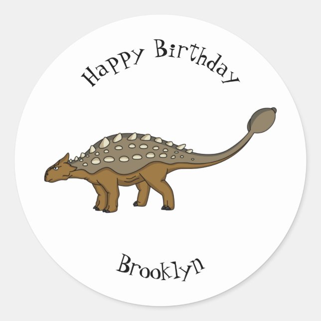 Sticker Rond Illustration de dinosaure blindé Ankylosaurus (Devant)