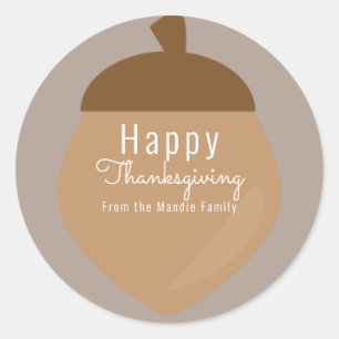 Sticker Rond Illustration de gland de Thanksgiving automne