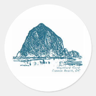 Sticker Rond Illustration de Haystack Rock