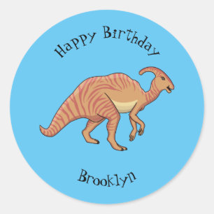 Sticker Rond Illustration de la caricature de dinosaure du para