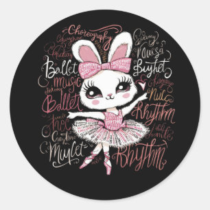 Sticker Rond Illustration de la coiffure d'un lapin de ballerin