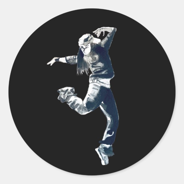 Sticker Rond Illustration de la danseuse hip hop cool (Devant)