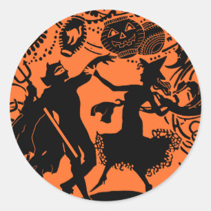 Sticker Rond Illustration de la silhouette de la danse du diabl