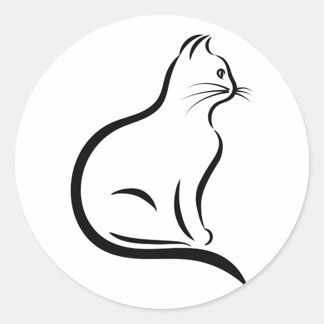 Sticker Rond Illustration de la silhouette du chat (Devant)
