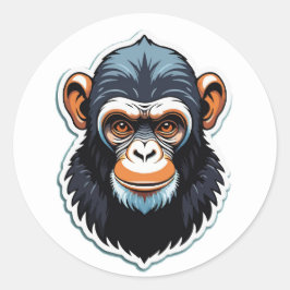 Sticker Rond Illustration de la tête de dessin gras