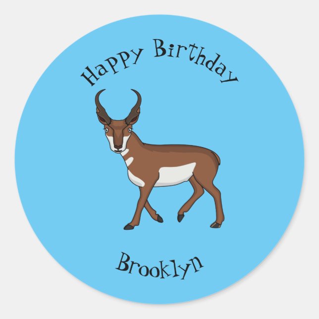 Sticker Rond Illustration de l'antilope Pronghorn (Devant)