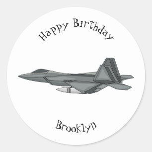 Sticker Rond Illustration de l'avion de chasse