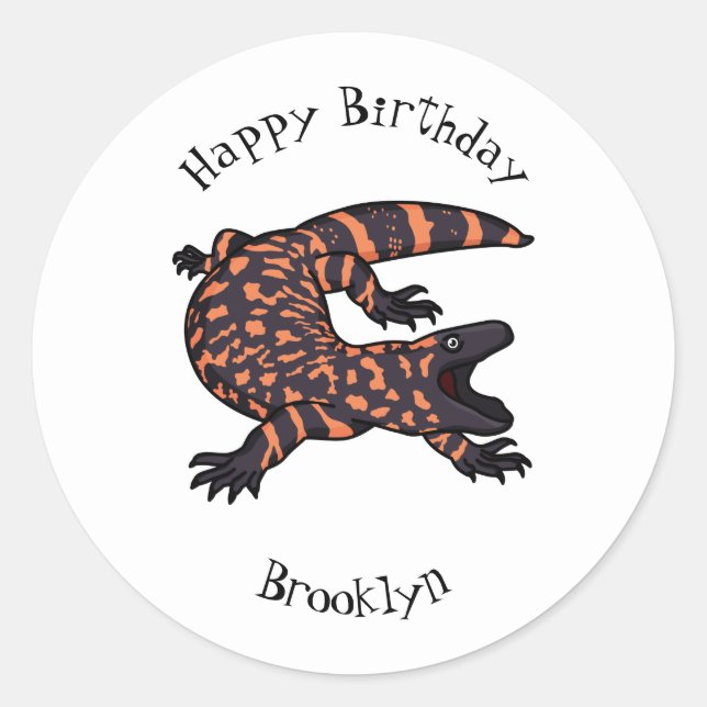 Sticker Rond Illustration de lézard géant affamé (Devant)