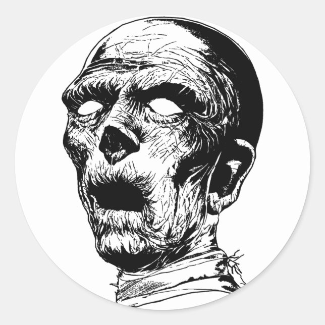 Sticker Rond Illustration de l'horreur déplaisante Mummy Zombie (Devant)