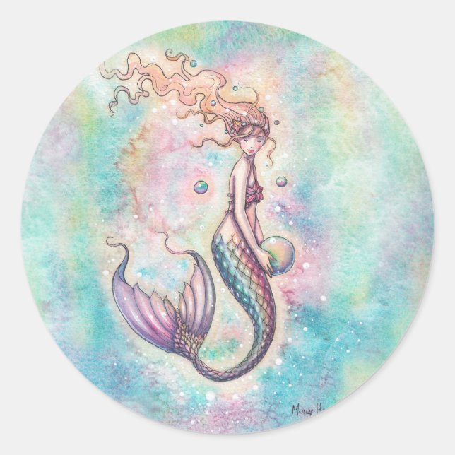 Sticker Rond Illustration de l'Imaginaire Rainbow Mermaid (Devant)