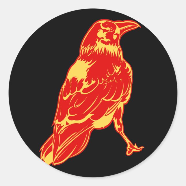 Sticker Rond Illustration de Lone Crow (Devant)