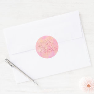 Sticker Rond Illustration de lotus élégant Art rose clair