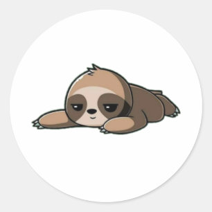 Sticker Rond Illustration de l'ours paresseux