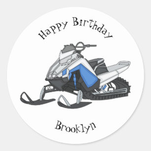 Sticker Rond Illustration de motoneige