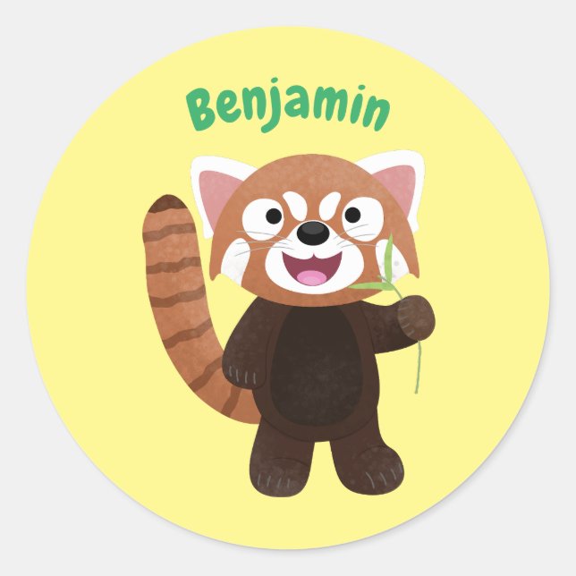Sticker Rond Illustration de panda rouge mignon (Devant)