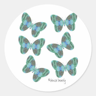 Sticker Rond Illustration de papillon à bijoux