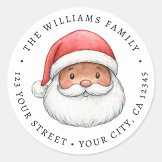 Sticker Rond Illustration de Père Noël mignon adresse de retour