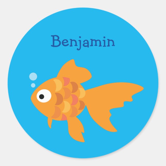 Sticker Rond Illustration de poisson d'or convivial (Devant)