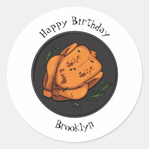 Sticker Rond Illustration de poulet rôti