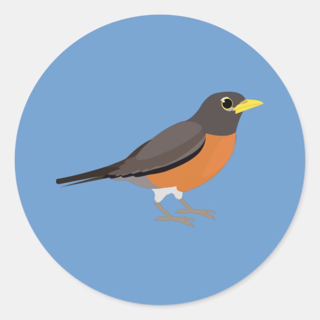 Sticker Rond Illustration de Robin américain (Devant)
