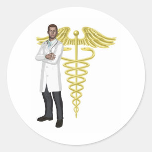 Sticker Rond Illustration de symbole de docteur et de caducée