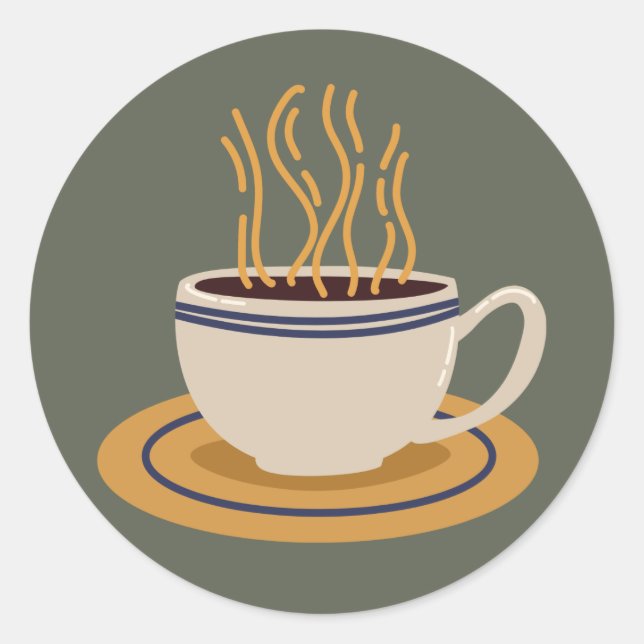 Sticker Rond Illustration de tasse de café (Devant)