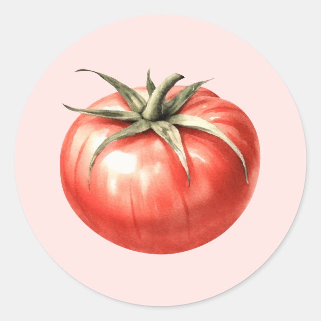 Sticker Rond Illustration de tomate à l'aquarelle (Devant)